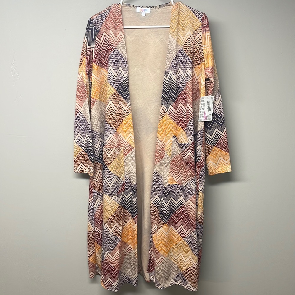 NWT LuLaRoe Sarah size M colorful zigzag cardigan